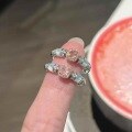 wholesale S925 Sterling Silver Pink Diamond Cube Mother-of-Pearl Ring Vintage Mid-Century Luxury Niche Design Noble Diamond Ring-0-0