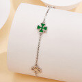 wholesale S925 Sterling Silver Lucky Four-Leaf Clover Children's Bracelet, Fresh and Sweet Minimalist Design, Forest-Style Jewelry Wholesale-0-2