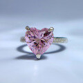 wholesale 925 Silver New Style 10*10 Heart-Shaped Pink Diamond High Carbon Diamond Ring Fashion Minimalist Ring Band-0-2