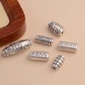 wholesale 999 Sterling Silver Dzumba Bead with Chiseled "Promising Future" Spacer Bead Bracelet Necklace DIY Crystal Ornament Accessories-0-2