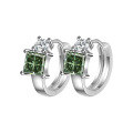 wholesale S925 Sterling Silver Princess Cut Moissanite Women's Ear Clips Colorful Silver Jewelry Earrings-0-6