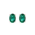 wholesale S925 silver plated with 18k gold classic minimalist four-prong setting oval 5*7mm lab-grown Zambian emerald earrings for women-0-4