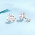 wholesale S925 Sterling Silver Moissanite Earrings with Freshwater Pearls, Women's Light Luxury Minimalist Korean-style Earrings, Ready for Wholesale-0-2
