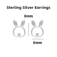 wholesale 925 Silver Cute Animal Pure Silver Stud Earrings Element Simple Minimalist Light Luxury Style Non-removable Earrings-Long-eared rabbit sterling silver earrings