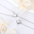 Sterling Silver Moissanite Butterfly Pendant Necklace, Y-Chain-0-0