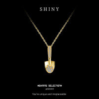 S925 Sterling Silver Vintage Ferris Wheel Mini Shovel Necklace for Women-S925 Sterling Silver + Zircon Gold Necklace  925 Silver