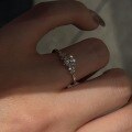 wholesale S925 Sterling Silver Moissanite Snowflake Diamond Ring, Small and Exquisite, Luxurious, Advanced, Delicate Zirconia Thin Band Sparkling Diamond Ring-0-1