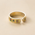 wholesale 999 Silver Exquisite Niche-Designed Chinese Style Gold-Traced Thirteen Wonders Mahjong Ring R02749-0-4