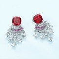 wholesale S925 Sterling Silver European and American New Stylish Personality Cultured Ruby Earrings Light Luxury Small Skirt Earrings Cross-border Hot Selling-0-2