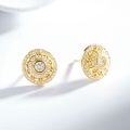 24K Gold Plated Silver Needle Copper Ear Stud with Gourd and Compass Design-0-0
