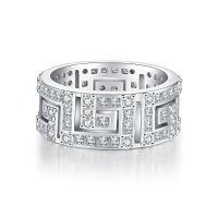 wholesale 925 Sterling Silver Couple Rings for Men and Women, Ins Style Minimalist Dark Black Zirconia Full Diamond Stackable Band-White Diamond-CBJZ215 No.5