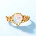 wholesale S925 Sterling Silver Korean Style New Simple Geometric Opal Ring Vintage Striped Ring Drop Shipping-0-4