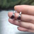 wholesale Small and exquisite gemstone earrings, S925 sterling silver inlaid with natural topaz triangle stud earrings and garnet earrings-0-1