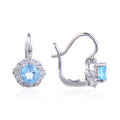 wholesale S925 Sterling Silver Natural Stone Earrings, European and American Vintage Style, with Blue Topaz and Sapphire Inlays, Direct from Manufacturer-0-4