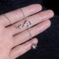 S925 Sterling Silver Infinity Symbol Tassel Necklace with Moissanite Pendant-0-1