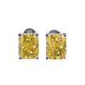 wholesale S925 Sterling Silver Imported Radiant 7*9mm High Carbon Diamond Yellow White Purple Diamond Stud Earrings European and American Cross-Border Style-0-4