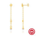 wholesale S925 Sterling Silver Opal Earrings with Chain Tassel, Star Earrings in Korean Style Minimalist Design-0-7