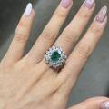 Metal Alloy Sparkling Emerald Necklace Earrings Ring Jewelry Set-0-3