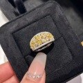 wholesale S925 Sterling Silver High-Carbon Diamond Light Luxury Full Eternity Ring Collection, Socialite Stackable Ring with Pigeon Egg Yellow Diamond Wealth-Attracting Ring-0-5