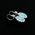 wholesale Gold Plated 925 Silver Earrings with High Carbon Diamonds, Turquoise Cabochon, Small Fashion Jewelry, Exquisite and Versatile Accessories for Women-0-3