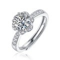 925 Sterling Silver Exquisite Floral Ring with Moissanite for Women-0-3