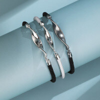 wholesale S925 Sterling Silver Minimalist Möbius Loop Couple Bracelets Set, Braided Rope for Men and Women, Engraved Valentine's Day Gift-Men's platinum