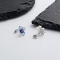 wholesale S925 Sterling Silver New Drop Glue Blue Small Flower Earrings, Exquisitely Dainty and Ethereal, Palace-Style Earrings for Women-0-1
