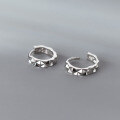 wholesale S925 Sterling Silver Korean and Japanese Style Round Diamond-Cut Pattern Ear Clasps, Minimalist and Edgy Personality Earrings M03659-0-3