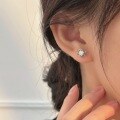 wholesale 999 Silver Inlaid Four-Leaf Clover Earrings for Women, Minimalist Light Luxury Small Fresh Versatile Ear Studs Korean Style-0-3