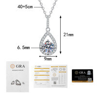 Metal Pendant Cross-Border Angel Tears Drop Moissanite Necklace-1 carat moissanite  925 silver