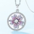 wholesale S925 Sterling Silver Blue Openwork Enamel Flower Pendant Choker Necklace with White Shell for Women Wholesale-0-2