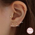 wholesale S925 Sterling Silver Creative Ball Stud Earrings, Korean Style Flat Head Threaded Soft Helix Piercing-0-3