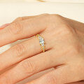 Zirconium Alloy Square Zircon Moissanite-Style Three-Stone Ring, Light Luxury Niche Design for Women Cross-Border Wholesale-0-2