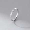 wholesale S925 Sterling Silver Korean Style Minimalist Diamond-Cut Ring R02810 with Unique Design and Delicate Elegance-0-3