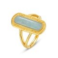 wholesale 10K Gold Plated Sterling Silver New Retro Style Geometric Rectangular Amazonite Ring Light Luxury Courtly Ring-0-5