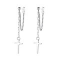wholesale S925 Sterling Silver Tassel Integrated Cross Stud Earrings Creative Edgy and Stylish Women's Earrings-0-4