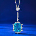 wholesale S925 Silver New 10*14 Aquamarine Radiant Cut Fashion OL Pendant Necklace Live Streaming Hot Sale Dropshipping-0-1