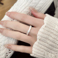 wholesale S925 sterling silver minimalist fashion cross-border ins-style brushed open ring with personalized influencer design for women-0-0