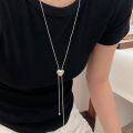 wholesale S925 Sterling Silver Drawstring Heart Long Pendant Sweater Chain, Korean Dongdaemun High-Fashion New Edition Versatile Necklace-0-5