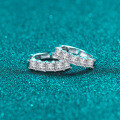 S925 Sterling Silver Full Moissanite Geometric Square Row Earrings-0-1