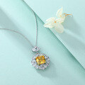 wholesale 925 Sterling Silver Cross-Border Hot-Selling Yellow Zircon Flower Necklace for Women, Small and Unique High-End European-Style Pendant Collarbone Chain, Ins-0-3