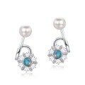 wholesale S925 sterling silver inlaid opal earrings, autumn and winter new fashion elegant snowflake earrings, vintage earrings wholesale-0-4