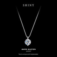 S925 Sterling Silver Moissanite Necklace, Minimalist Style, Ready Stock-S925 sterling silver + 1-carat white moissanite