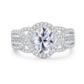 wholesale S925 Sterling Silver 2-Carat Oval Moissanite Cocktail Ring for Women, High-End Jewelry-0-4