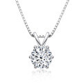 S925 Silver Classic Six-Claw D Color Moissanite 1 Carat Necklace-0-4