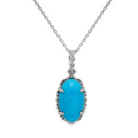 wholesale S925 silver vintage-style artificial turquoise necklace, Fall new collection from Dunli Jewelry manufacturer wholesale-Faux Turquoise Necklace 925 Silver