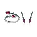 wholesale S925 Sterling Silver Natural Garnet Topaz Amethyst Jewelry Set with Ring and Earrings-0-0