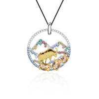 wholesale S925 Silver Designer High-End Animal Element Pendant Natural Style Design with Natural Garnet Necklace Pendant-Natural citrine pendant (with silver chain)