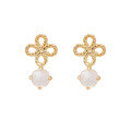 wholesale 10K gold jewelry new moonstone earrings lightweight luxury small stud earrings wholesale from manufacturer-0-5