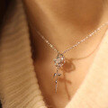 wholesale S925 Sterling Silver Rose Flower Necklace Ins Minimalist Style Floral Collarbone Chain Niche Design Pendant Necklace-0-2